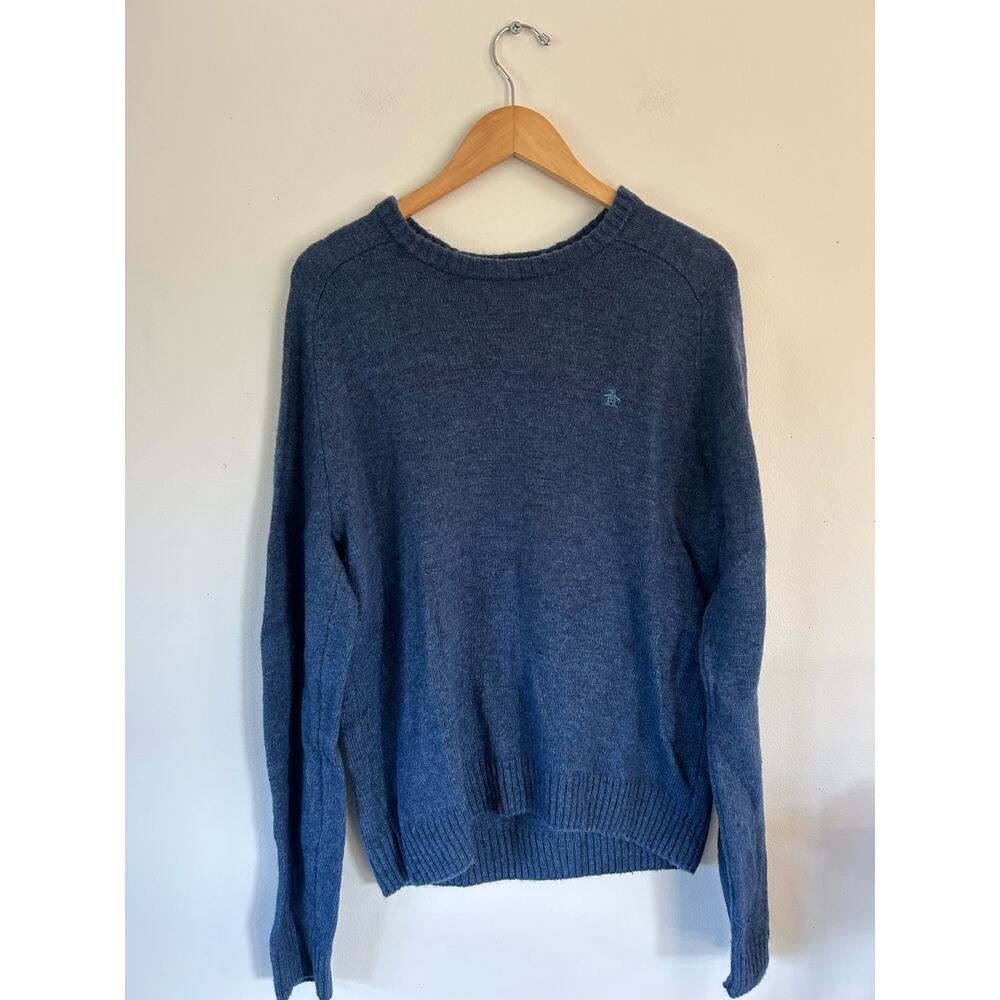 Penguin mens sweater blue size M wool blend crewneck long sleeve